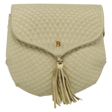 BALLY Shoulder Bag Leather Beige Gold Auth ti3414 - 0