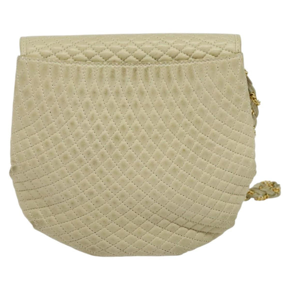 BALLY Shoulder Bag Leather Beige Gold Auth ti3414