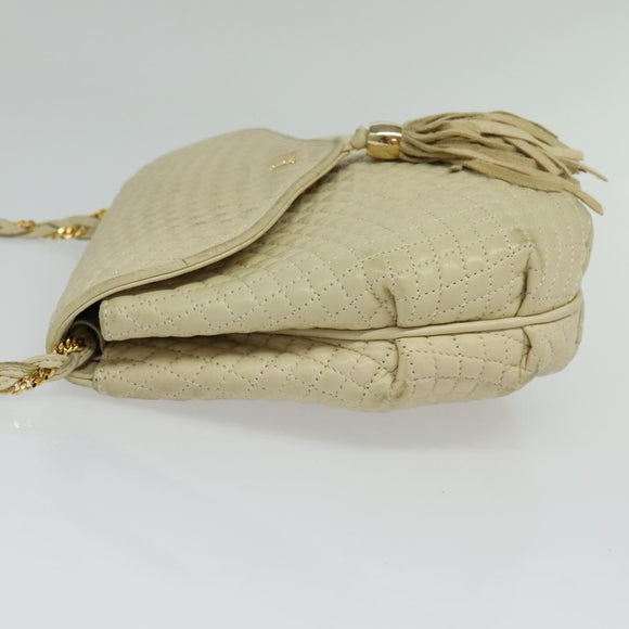BALLY Shoulder Bag Leather Beige Gold Auth ti3414