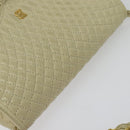 BALLY Shoulder Bag Leather Beige Gold Auth ti3414-6