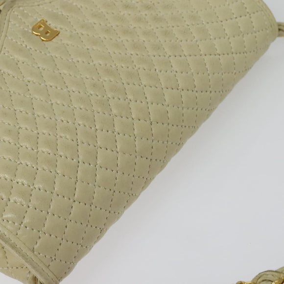 BALLY Shoulder Bag Leather Beige Gold Auth ti3414