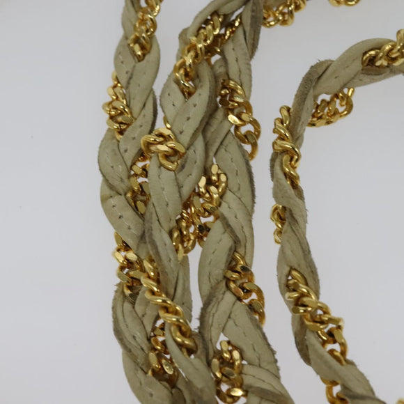 BALLY Shoulder Bag Leather Beige Gold Auth ti3414