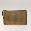FENDI Celine Zucca Canvas Macadam Canvas Bag PVC 2Set Beige Brown Auth ti3415-3