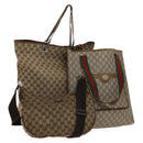 GUCCI GG Canvas GG Plus Supreme Shoulder Bag PVC 3Set Beige Auth ti3417-1