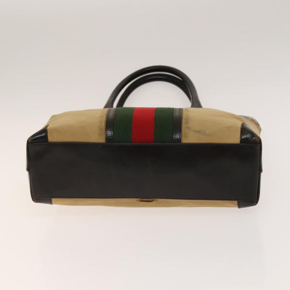 GUCCI Hand Bag Canvas Nylon 2Set Black Beige Auth ti3418