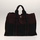 HERMES Fourre Tout Hand Bag Canvas 5Set Navy Black Red Auth ti3420-12
