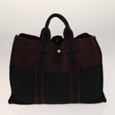 HERMES Fourre Tout Hand Bag Canvas 5Set Navy Black Red Auth ti3420-13