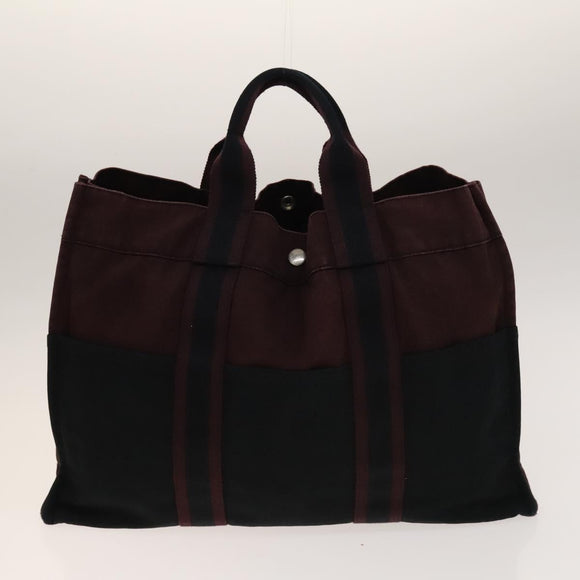 HERMES Fourre Tout Hand Bag Canvas 5Set Navy Black Red Auth ti3420