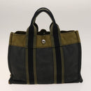 HERMES Fourre Tout Hand Bag Canvas 5Set Navy Black Red Auth ti3420-18