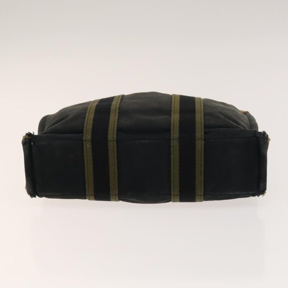 HERMES Fourre Tout Hand Bag Canvas 5Set Navy Black Red Auth ti3420