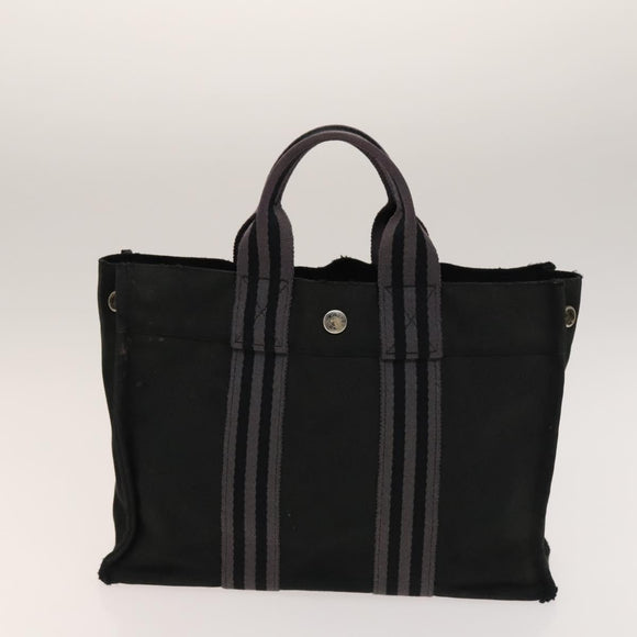 HERMES Fourre Tout Hand Bag Canvas 5Set Navy Black Red Auth ti3420