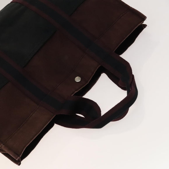 HERMES Fourre Tout Hand Bag Canvas 5Set Navy Black Red Auth ti3420