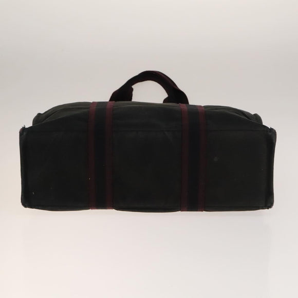 HERMES Fourre Tout Hand Bag Canvas 5Set Navy Black Red Auth ti3420