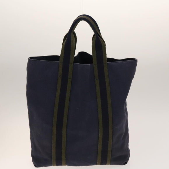 HERMES Fourre Tout Hand Bag Canvas 5Set Navy Black Red Auth ti3420