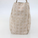 CHANEL New Travel Line Tote Bag Nylon Beige Gold CC Auth ti3422-5