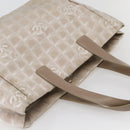 CHANEL New Travel Line Tote Bag Nylon Beige Gold CC Auth ti3422-6