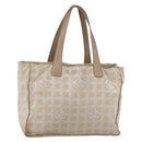 CHANEL New Travel Line Tote Bag Nylon Beige Gold CC Auth ti3423-1