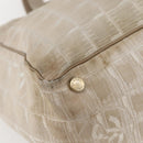 CHANEL New Travel Line Tote Bag Nylon Beige Gold CC Auth ti3423-10