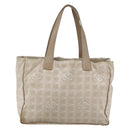 CHANEL New Travel Line Tote Bag Nylon Beige Gold CC Auth ti3423-13