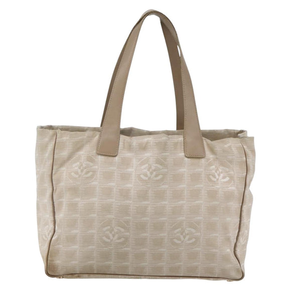 CHANEL New Travel Line Tote Bag Nylon Beige Gold CC Auth ti3423