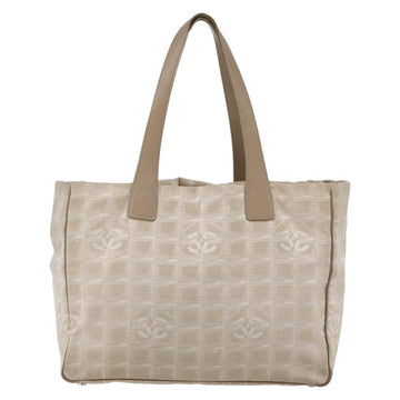 CHANEL New Travel Line Tote Bag Nylon Beige Gold CC Auth ti3423 - 0