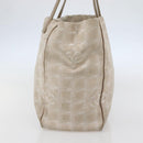 CHANEL New Travel Line Tote Bag Nylon Beige Gold CC Auth ti3423-4