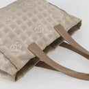 CHANEL New Travel Line Tote Bag Nylon Beige Gold CC Auth ti3423-6