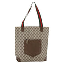 GUCCI GG Supreme Web Sherry Line Shoulder Bag PVC Beige Gold Auth ti3426-1