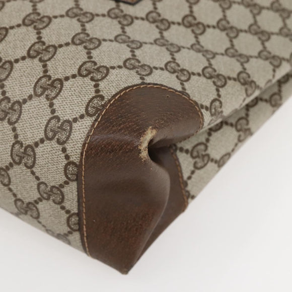 GUCCI GG Supreme Web Sherry Line Shoulder Bag PVC Beige Gold Auth ti3426