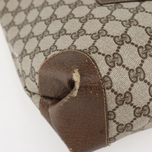 GUCCI GG Supreme Web Sherry Line Shoulder Bag PVC Beige Gold Auth ti3426