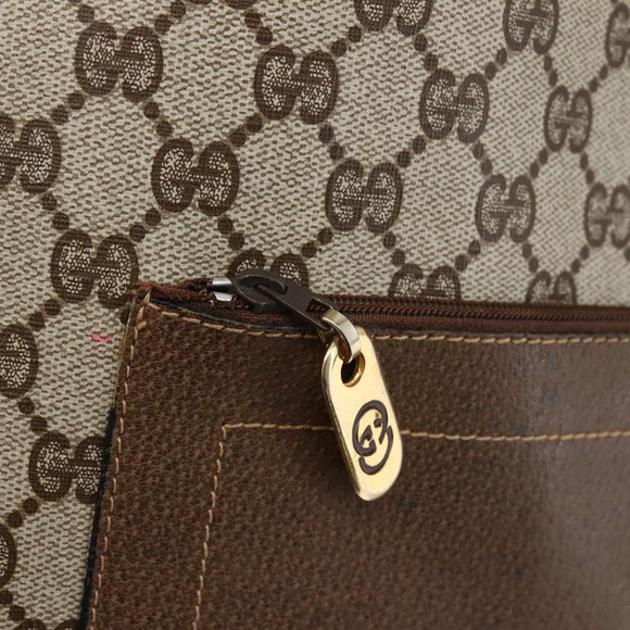 GUCCI GG Supreme Web Sherry Line Shoulder Bag PVC Beige Gold Auth ti3426