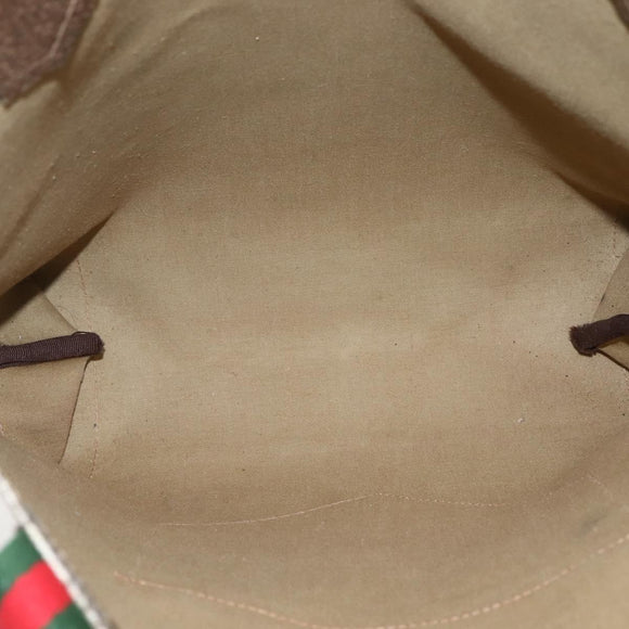 GUCCI GG Supreme Web Sherry Line Shoulder Bag PVC Beige Gold Auth ti3426