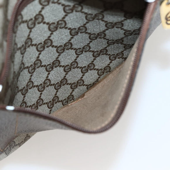 GUCCI GG Supreme Web Sherry Line Shoulder Bag PVC Beige Gold Auth ti3426