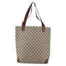 GUCCI GG Supreme Web Sherry Line Shoulder Bag PVC Beige Gold Auth ti3426-3