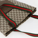 GUCCI GG Supreme Web Sherry Line Shoulder Bag PVC Beige Gold Auth ti3426-6