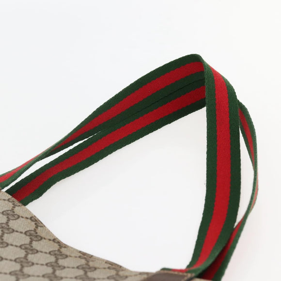 GUCCI GG Supreme Web Sherry Line Shoulder Bag PVC Beige Gold Auth ti3426