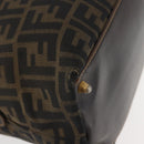 FENDI Zucca Canvas Hand Bag Brown Black gold Auth ti3427-8