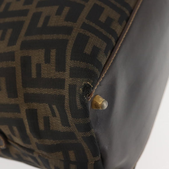 FENDI Zucca Canvas Hand Bag Brown Black gold Auth ti3427