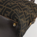 FENDI Zucca Canvas Hand Bag Brown Black gold Auth ti3427-15