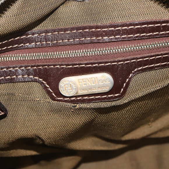 FENDI Zucca Canvas Hand Bag Brown Black gold Auth ti3427