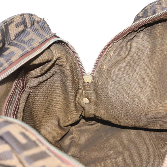 FENDI Zucca Canvas Hand Bag Brown Black gold Auth ti3427