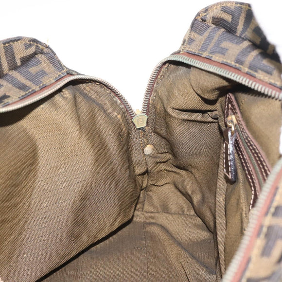 FENDI Zucca Canvas Hand Bag Brown Black gold Auth ti3427