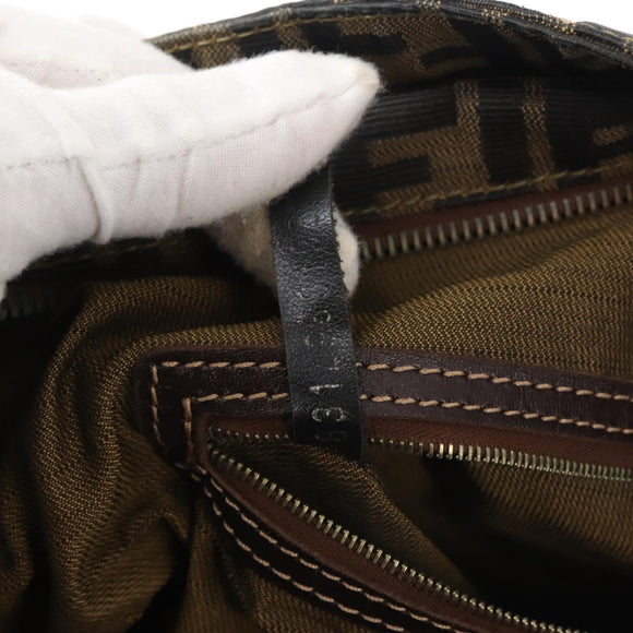 FENDI Zucca Canvas Hand Bag Brown Black gold Auth ti3427