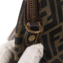 FENDI Zucca Canvas Hand Bag Brown Black gold Auth ti3427-9