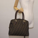 FENDI Zucca Canvas Hand Bag Brown Black gold Auth ti3427-22