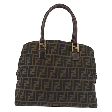FENDI Zucca Canvas Hand Bag Brown Black gold Auth ti3427 - 0