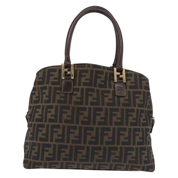 FENDI Zucca Canvas Hand Bag Brown Black gold Auth ti3427