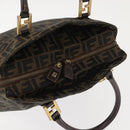 FENDI Zucca Canvas Hand Bag Brown Black gold Auth ti3427-6