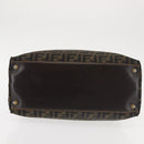 FENDI Zucca Canvas Hand Bag Brown Black gold Auth ti3427-5