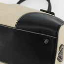 PRADA Tote Bag Nylon Leather Beige Black Silver Auth ti3428-9